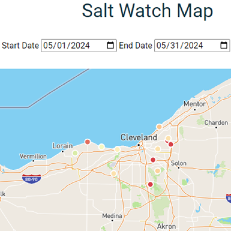 Map of Salt Watch results in Cleveland