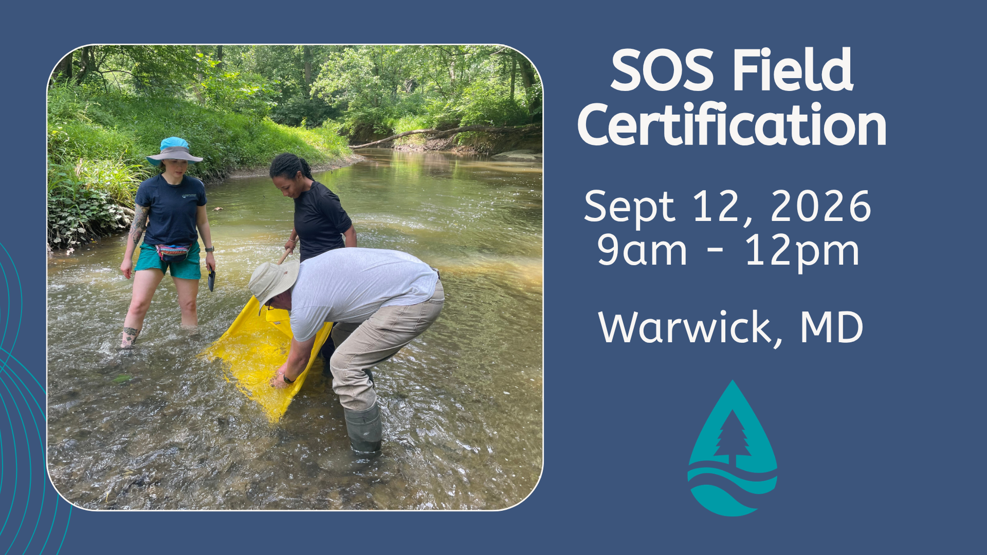 Save Our Streams training on September 12, 2026 from 9am-12pm in Warwick, MD