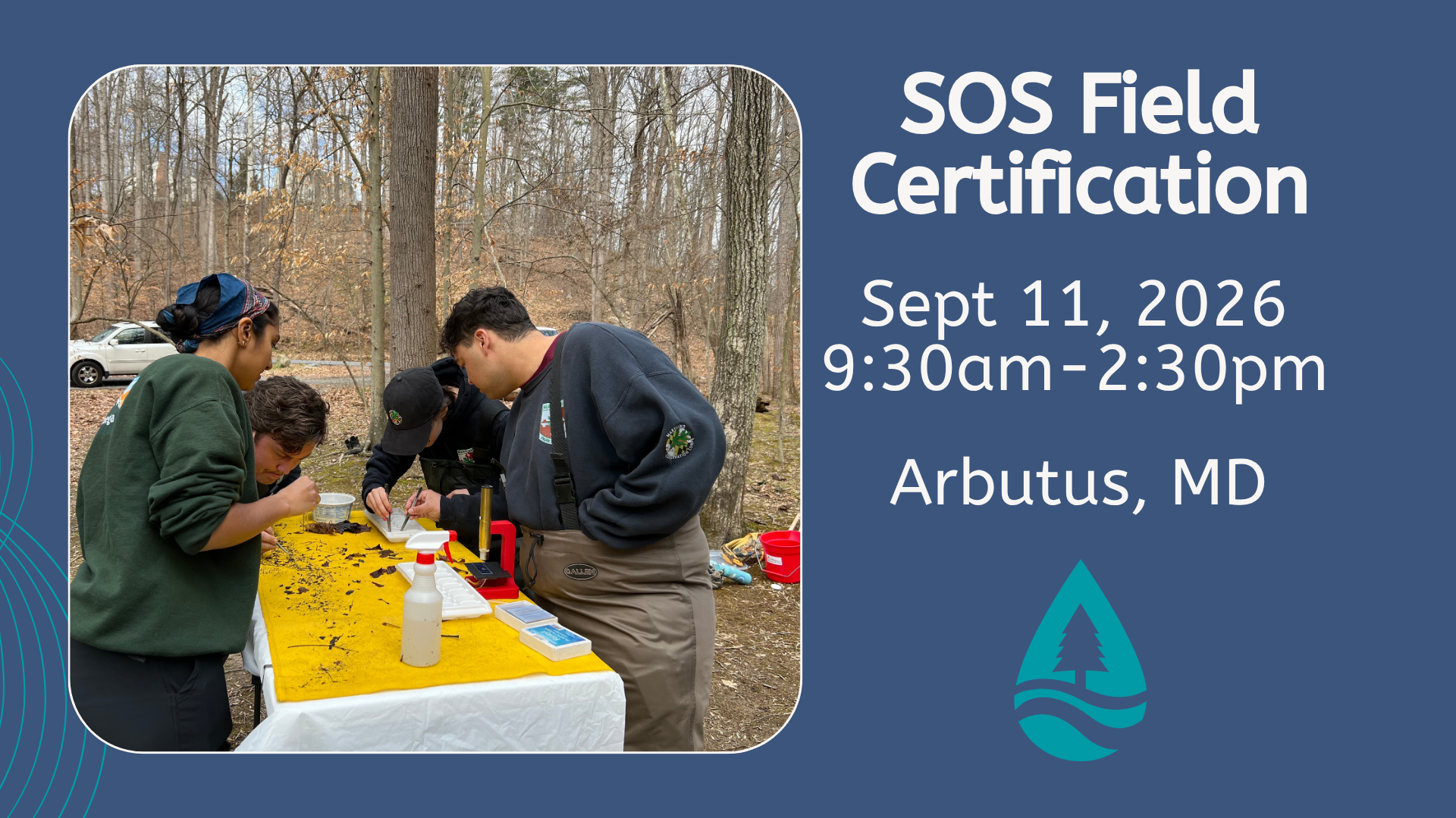 Maryland SOS Field Training. Sept 11, 2026 from 9:30am-2:30pm in Arbutus, MD