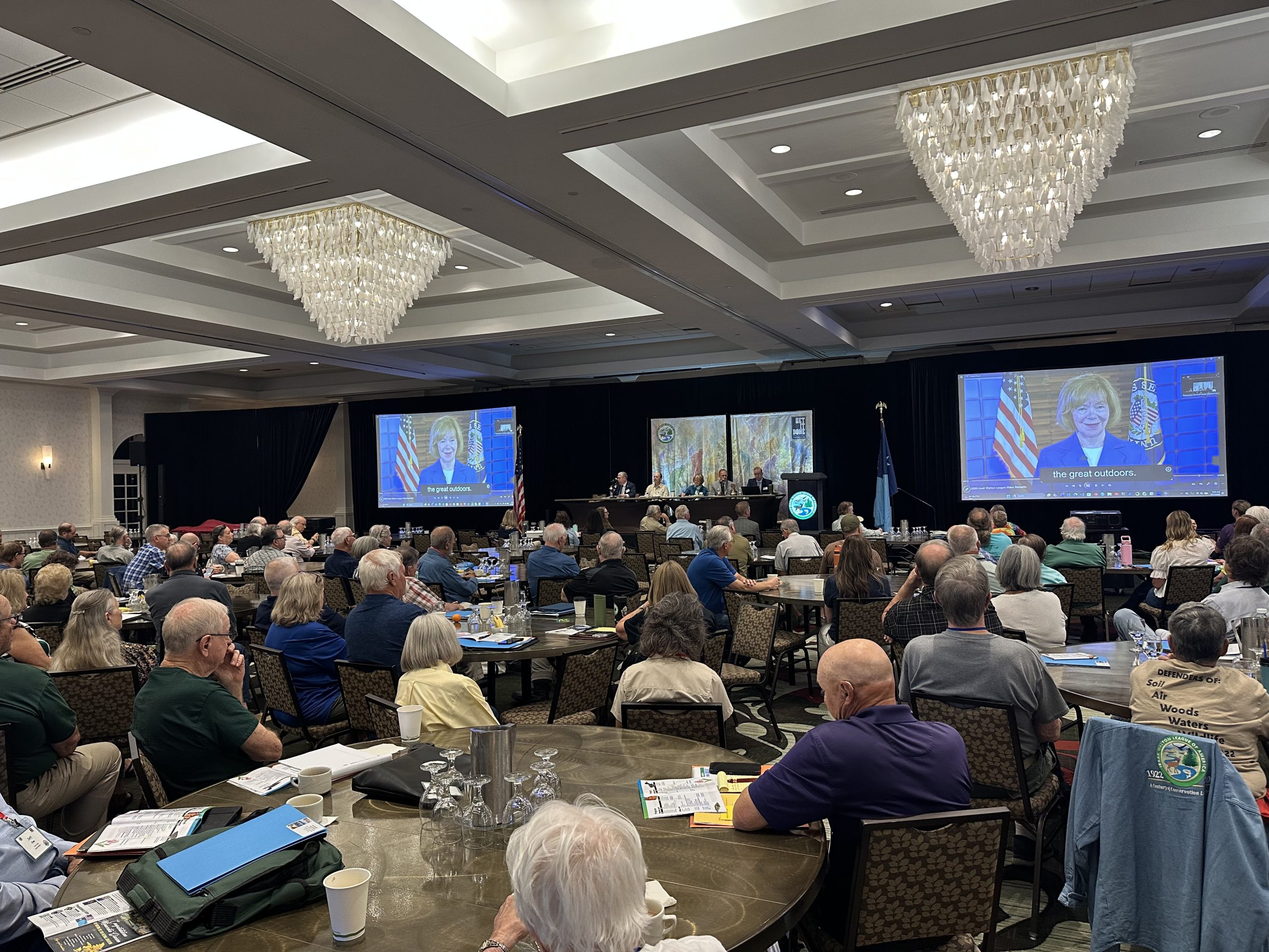 Sen. Tina Smith addresses the Convention via Video